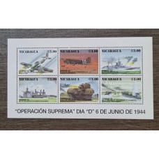 SEGUNDA GUERRA MUNDIAL NICARAGUA HOJA BLOQUE NUEVA MINT AVIONES BARCOS